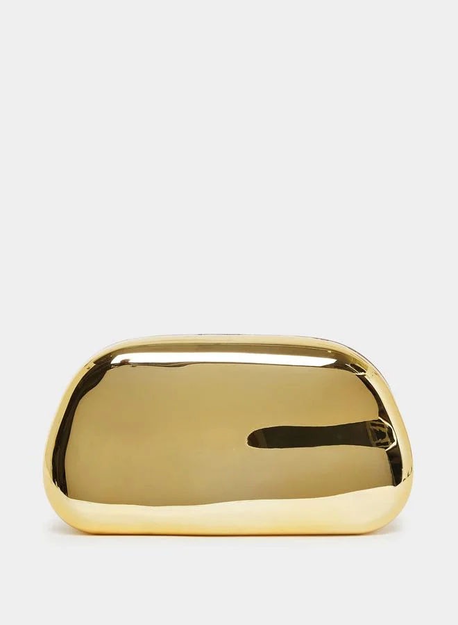 Styli Smooth Metallic Clutch with Chain Strap